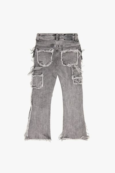 KIDS "SKYLINE" DENIM STACKED JEAN GREY WASH