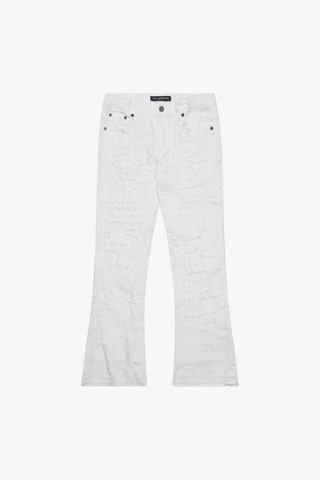 KIDS “CHASE” WHITE DENIM STACKED