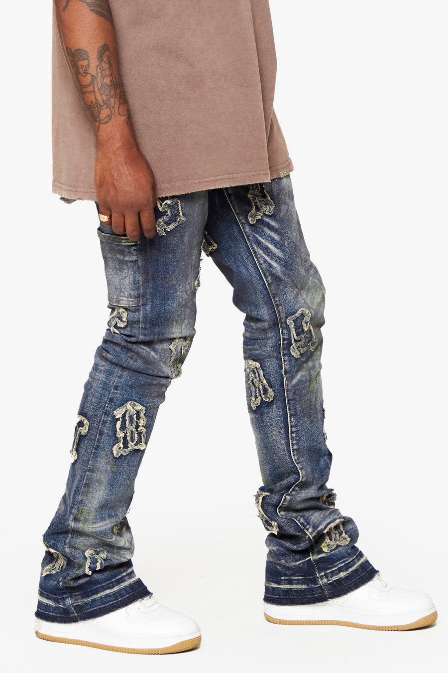 "LOOMIS" BLUE WASH STACKED FLARE JEAN