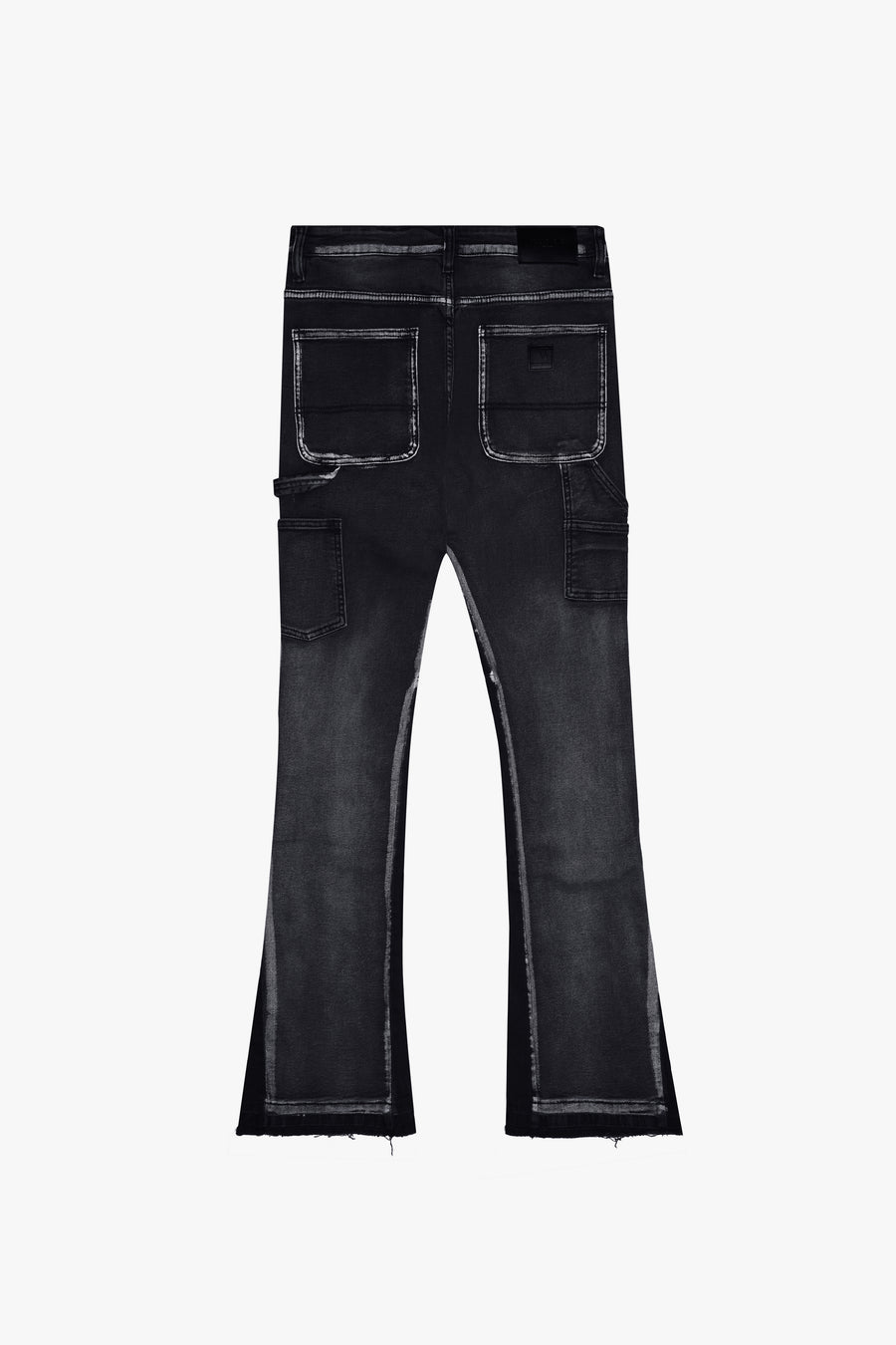 "THE CARPENTER” BLACK WASH STACKED FLARE JEAN