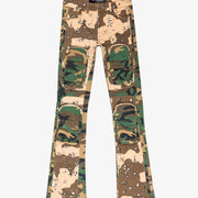 "DUAL SOLDIER" CAMO STACKED FLARE JEAN