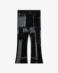 "APLOS" BLACK WHITE STACKED FLARE JEAN