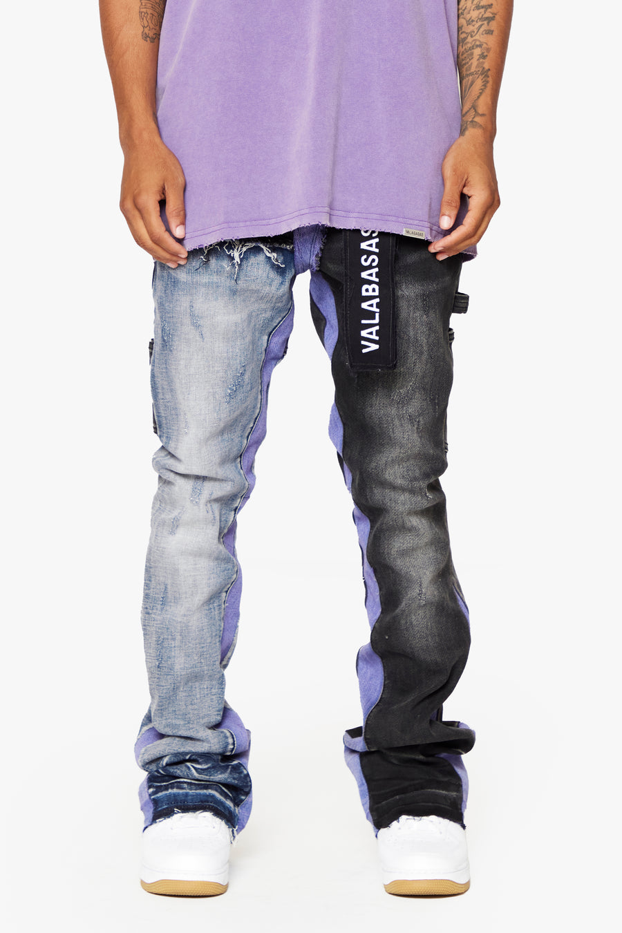 "CHICAGO" BLUE/BLACK WASH STACKED FLARE JEAN