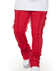 “CHAPTER” RED STACKED FLARE JEAN