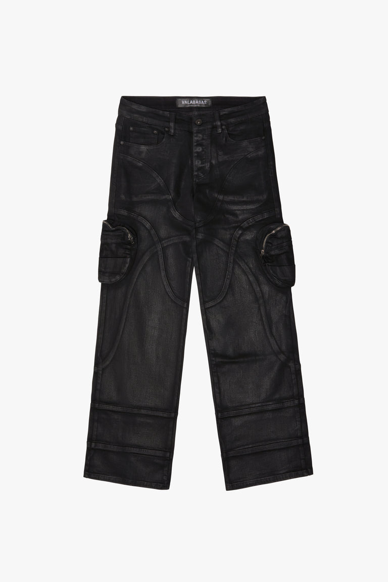 "KNEEBOARD" BLACK BAGGY DENIM JEAN