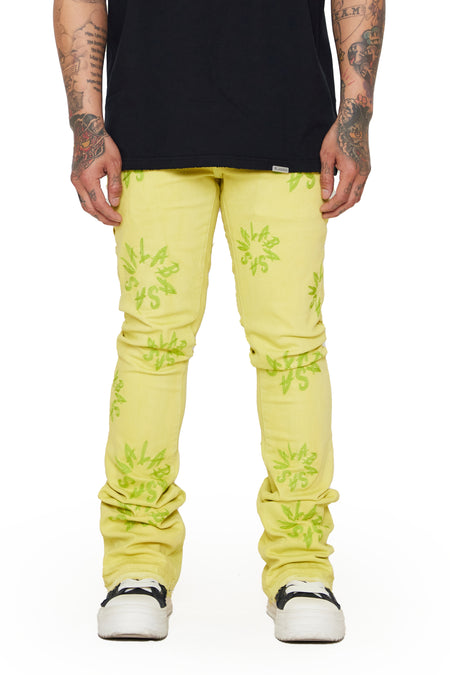 “ART” YELLOW STACKED FLARE JEAN