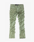 "GRIT” LIGHT EMERALD STACKED FLARE JEAN