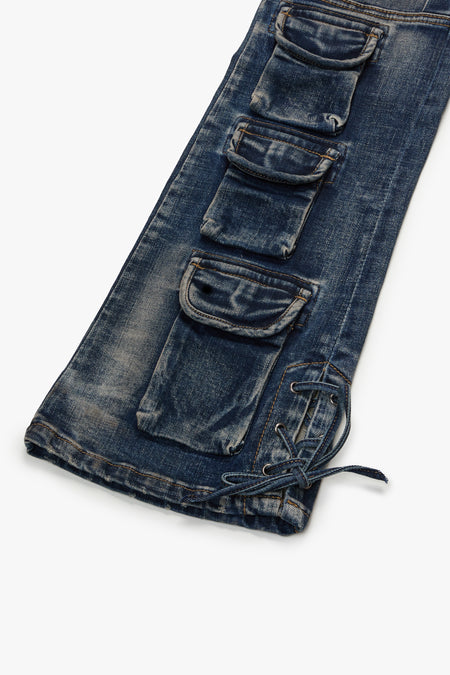 "NAVIGATOR" VINTAGE BLUE STACKED FLARE JEAN