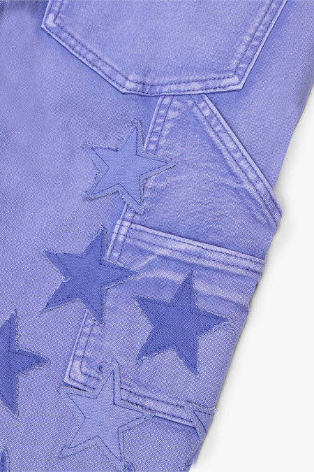 "V-STARS” PURPLE WASHED STACKED FLARE JEAN