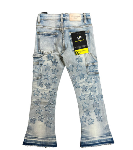 "V-STAR" KIDS STACKED FLARE "LT. BLUE WASHED"