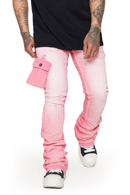 “SMOOTH” LT PINK STACKED FLARE JEAN