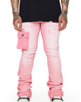 “SMOOTH” LT PINK STACKED FLARE JEAN