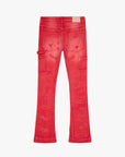 "ZERO" LIGHT RED WASH STACKED FLARE DENIM