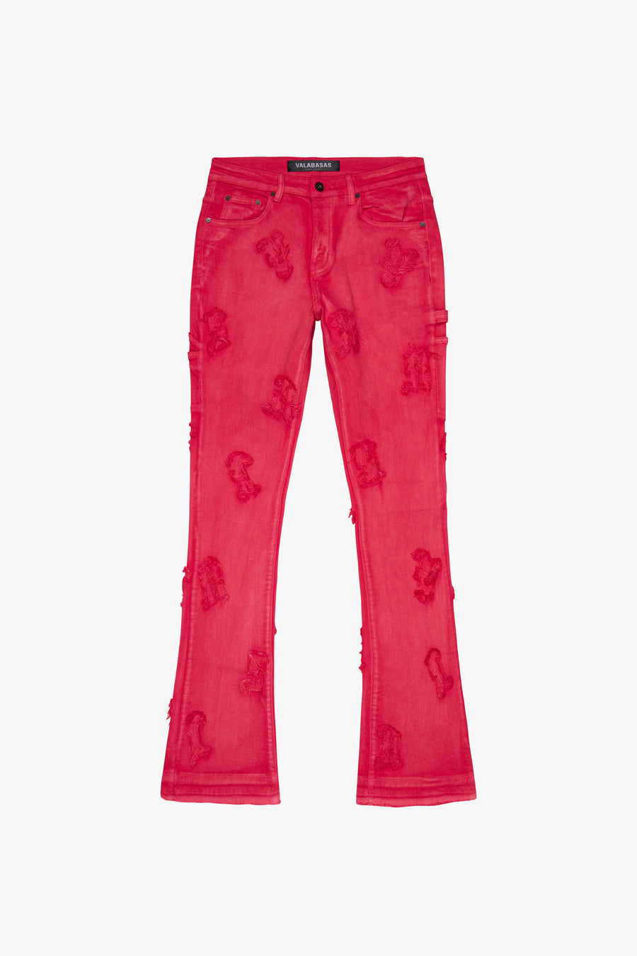 "LOOMIS" RED FLARED STACKED JEAN