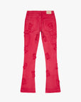 "LOOMIS" RED FLARED STACKED JEAN