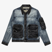 "CAPTAIN" BLUE BLACK WASH DENIM JACKET