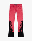 KIDS "FLARE" DENIM STACKED  RED BLACK