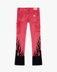 "FLARE" RED BLACK STACKED FLARE JEAN