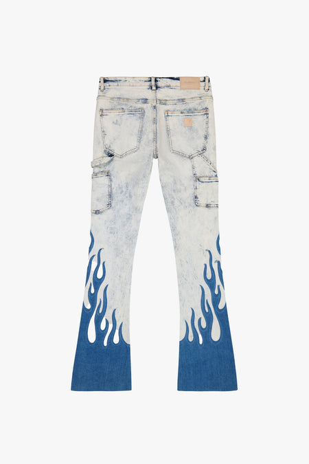 "FLAME" LIGHT BLUE STACKED FLARE JEAN