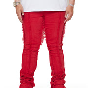 “CHAPTER” RED STACKED FLARE JEAN