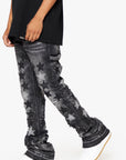 "V-STAR" MARBLED WASH STACKED FLARE JEAN
