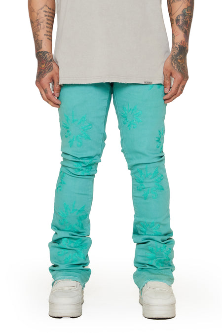 “ART” LIME STACKED FLARE JEAN