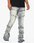 "PYRGOS" BLUE WASH STACKED FLARE JEAN