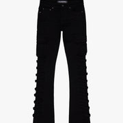 "QUANTICO" BLACK STACKED FLARE JEAN