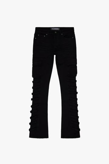 "QUANTICO" BLACK STACKED FLARE JEAN