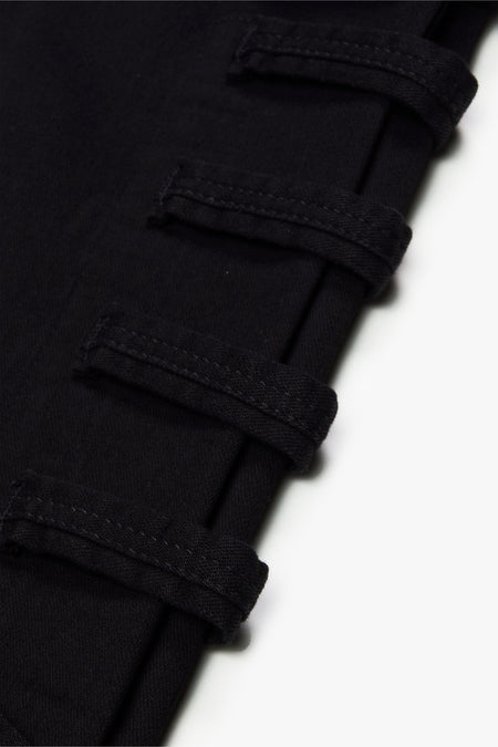 "QUANTICO" BLACK STACKED FLARE JEAN