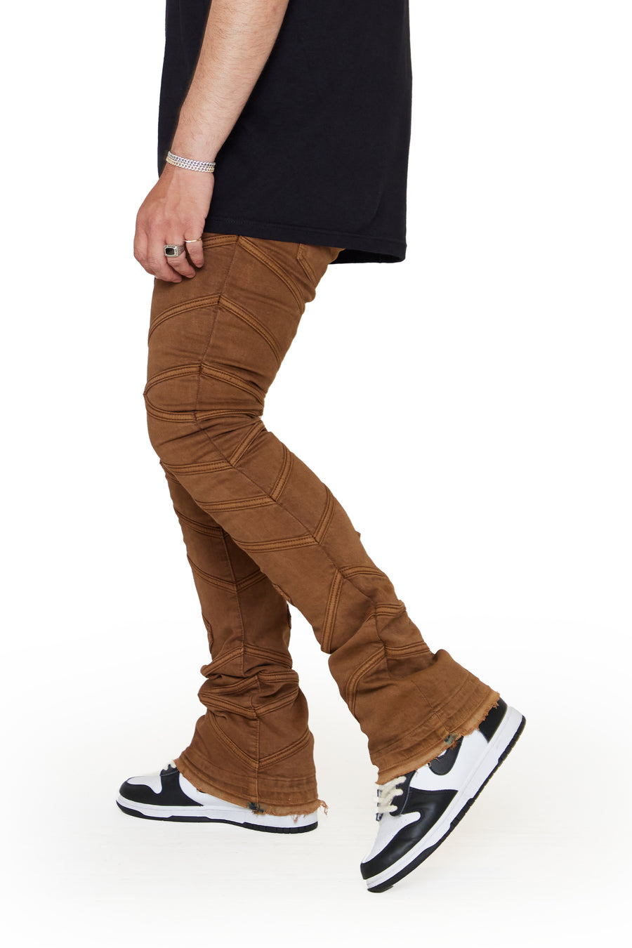 “CASSIUS” LT. BROWN STACKED FLARE JEAN