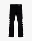 "QUANTICO" BLACK STACKED FLARE JEAN