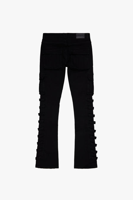 "QUANTICO" BLACK STACKED FLARE JEAN