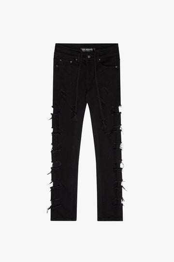 "LADDERED" BLACK SKINNY JEAN