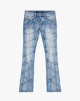 “STREAK” FLARED STACK DENIM - LIGHT BLUE WASH