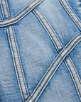 “STREAK” FLARED STACK DENIM - LIGHT BLUE WASH