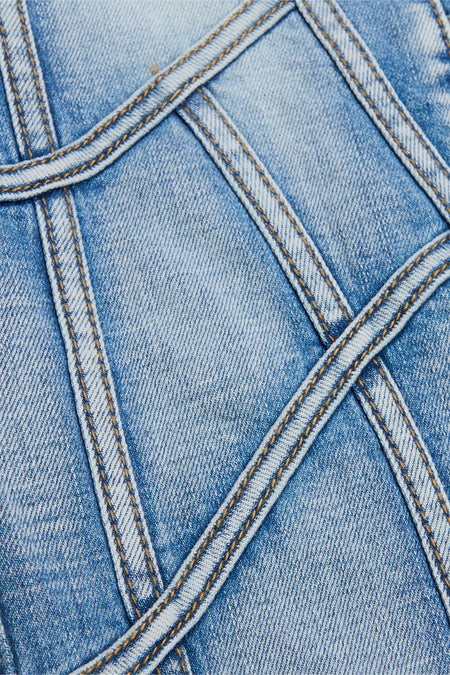 “STREAK” FLARED STACK DENIM - LIGHT BLUE WASH