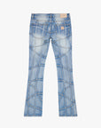 “STREAK” FLARED STACK DENIM - LIGHT BLUE WASH