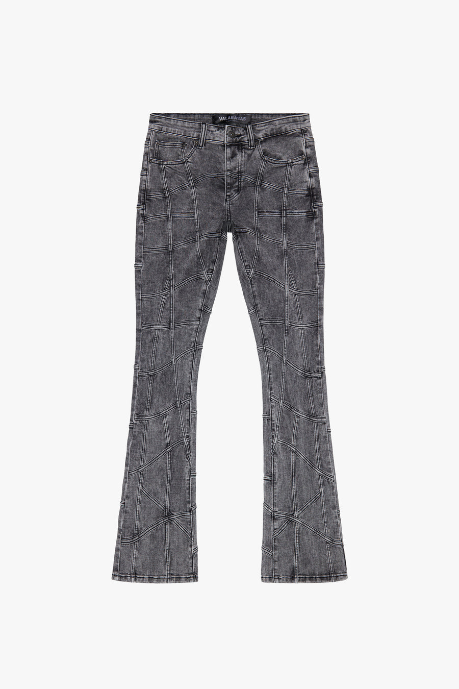 "STREAK" GREY WASH STACKED FLARE JEAN