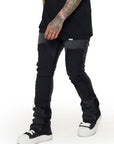 “ALPHA" BLACK WASHED STACKED FLARE JEAN