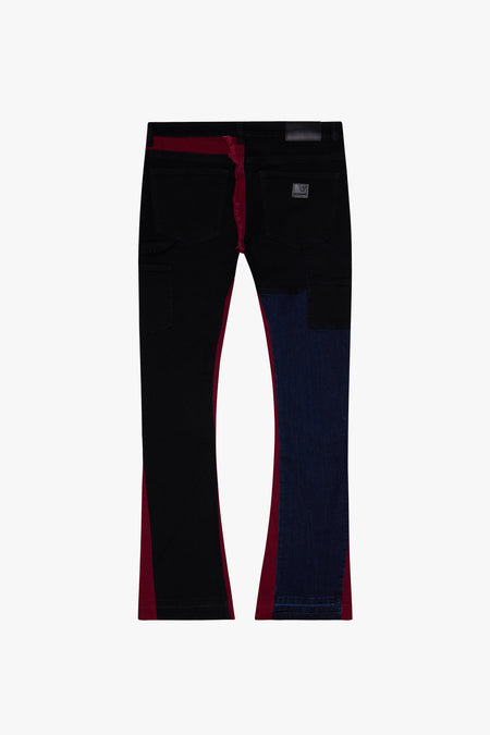 "CHICAGO" RED BLUE STACKED FLARE JEAN
