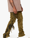 "AVIATOR” OLIVE STACKED FLARE JEAN