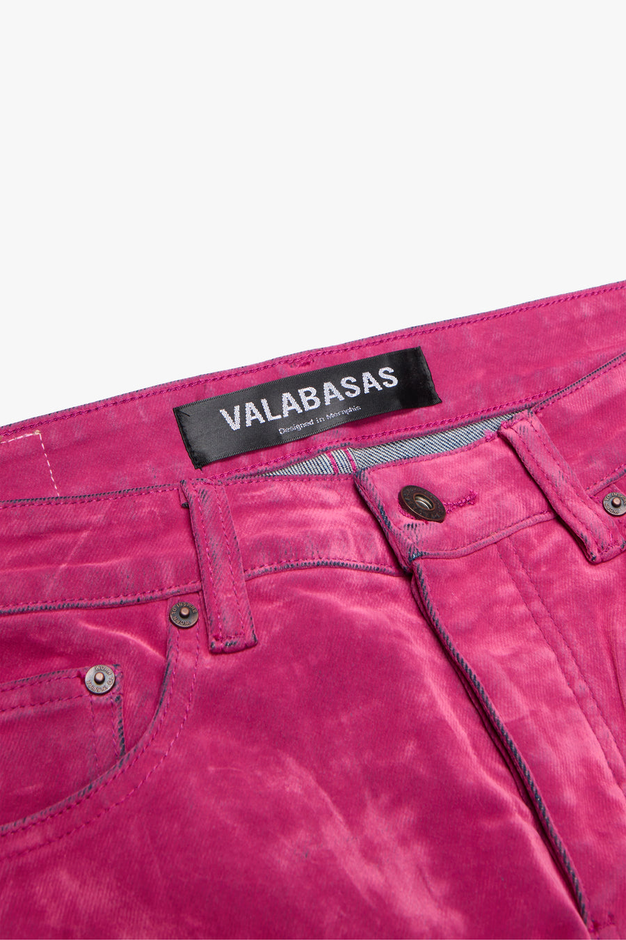 "LUXE" PINK SUEDE STACKED FLARE JEAN