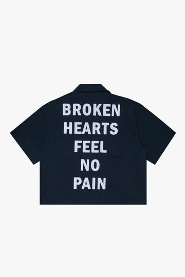 "ANESTHETIC" BLUE CROP BUTTON DOWN