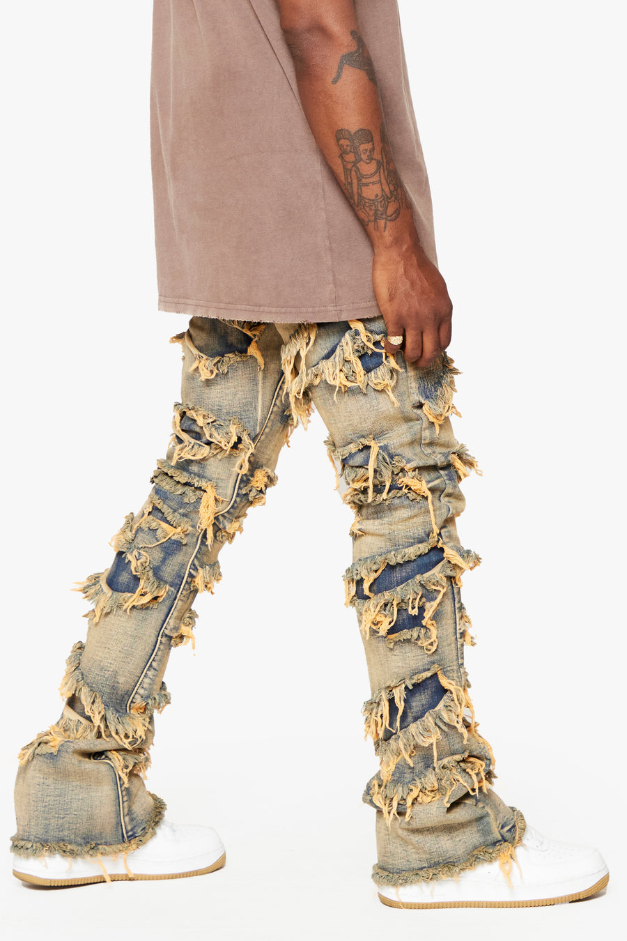 "EYEORE” LIGHT VINTAGE WASH STACKED FLARE JEAN