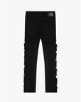 "LADDERED" BLACK SKINNY JEAN