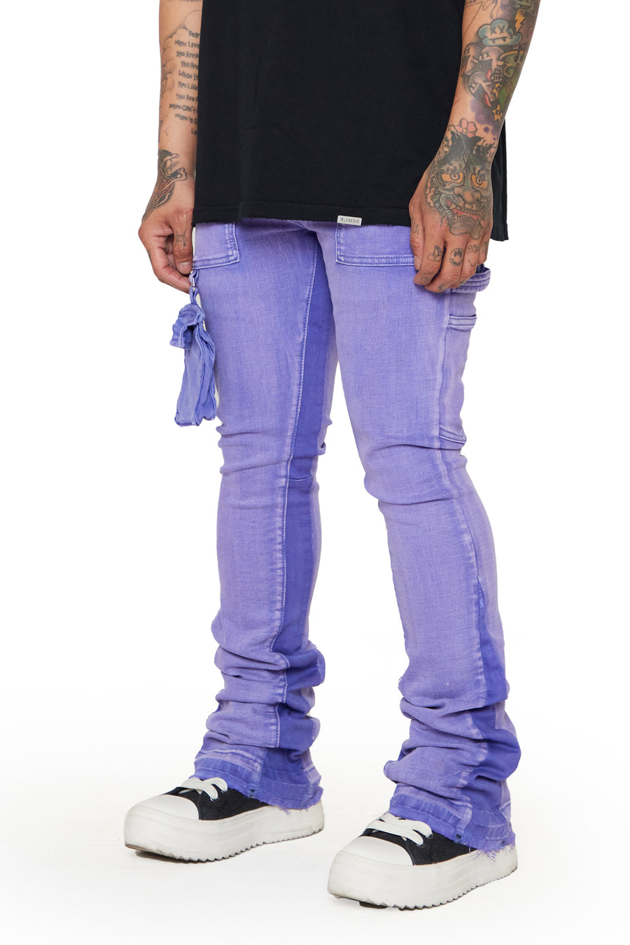 “SMOOTH” PURPLE-BLUE STACKED FLARE JEAN