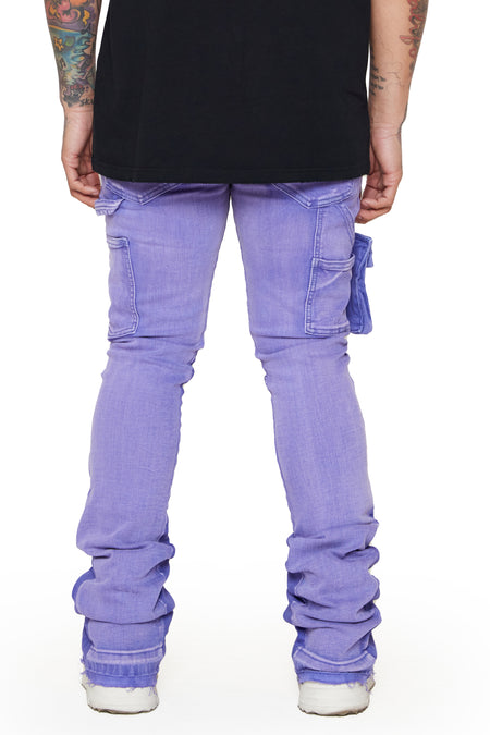 “SMOOTH” PURPLE-BLUE STACKED FLARE JEAN