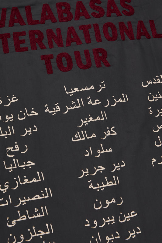 "TOUR" CROP BUTTON DOWN DARK GREEN/ GREY