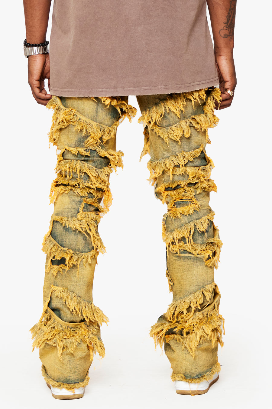 "EYEORE” DIRTY VINTAGE WASH STACKED FLARE JEAN